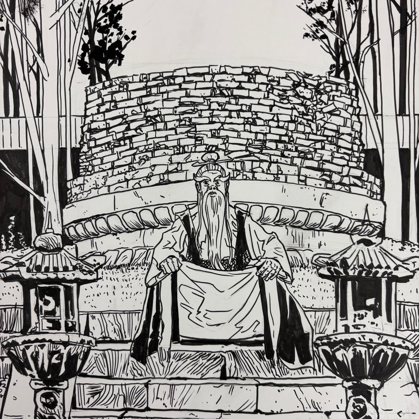 "Pai Mei Awaits" original art