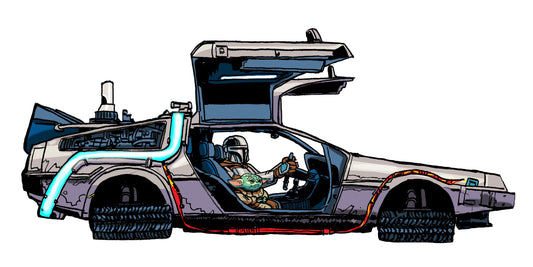 Mandodelorean Sticker